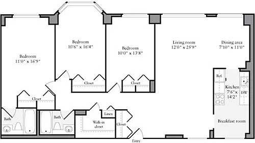 Floor plan 3+ Bedrooms W