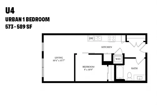 Floor plan Urban One Bedroom U4