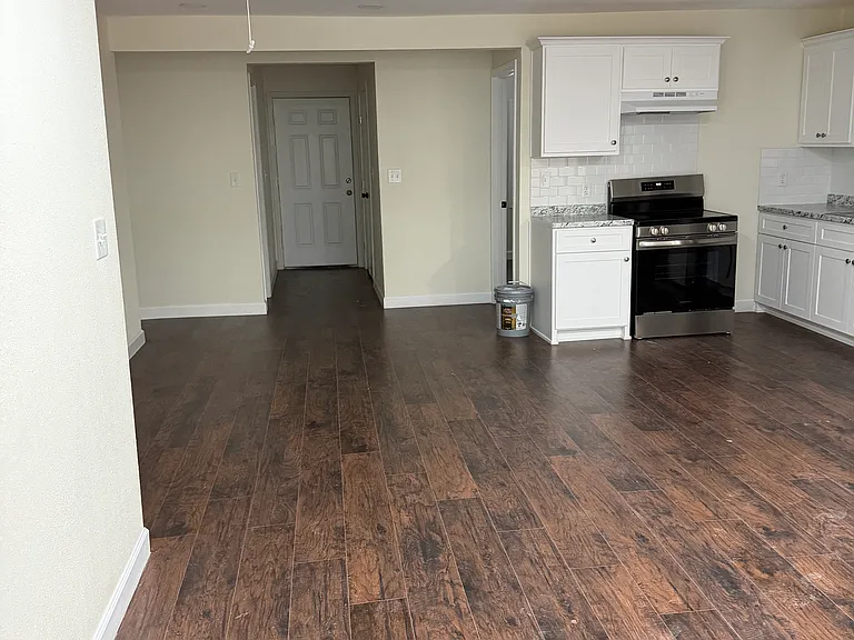 Open area for kitchen/dining/living room