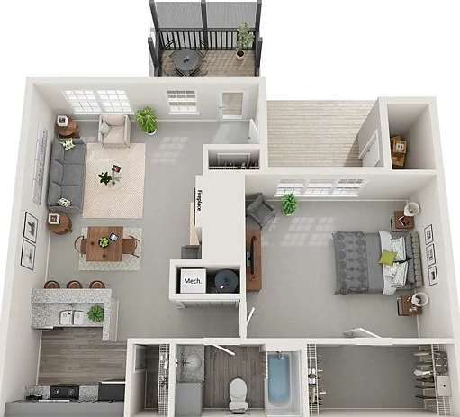 One Bedroom, 810 sqft, Fireplace, Screened-In Porch, Vaulted Ceiling, Third Floor Only One Bedroom, 810 sqft, Fireplace, Screened-In Porch, Vaulted Ceiling, Third Floor Only