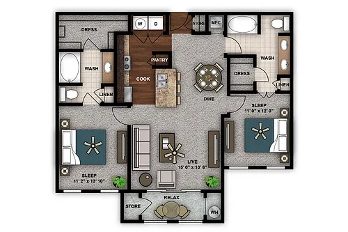Floor plan Two Bedroom Renovated C1
