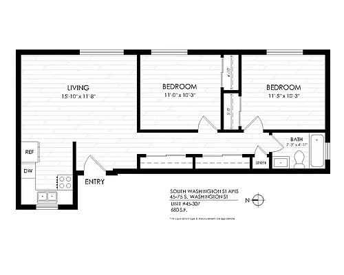 Floor plan South Washington Apts - 2 Bed, 1 Bath