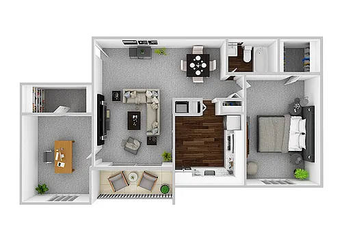 Floor plan 1 Bedroom/1 Bathroom w/ Den - 787 sq ft