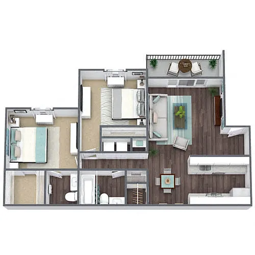 Floor plan B1: 2 Bed 1 Bath