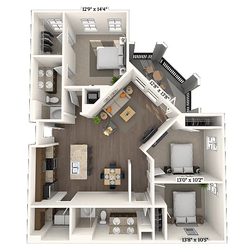 Floor plan Traditional 3x2 1288 SF