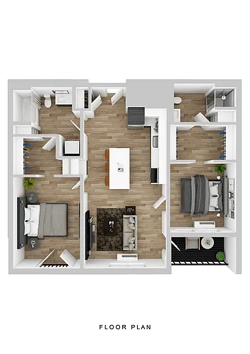 Floor plan Klipsan - 2 Bed B1 Small Balcony