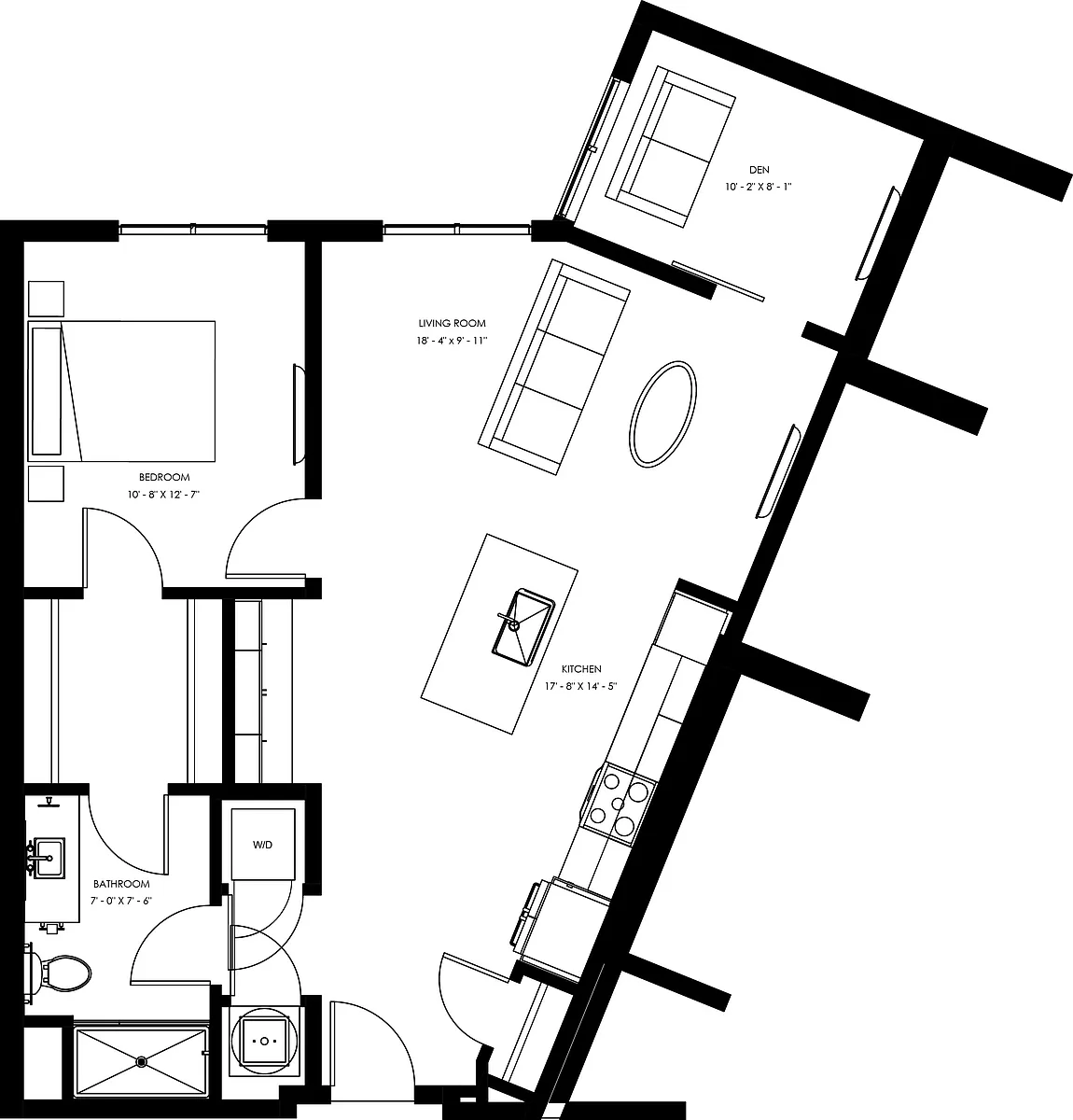 Floor plan A8 - One Bedroom + Den