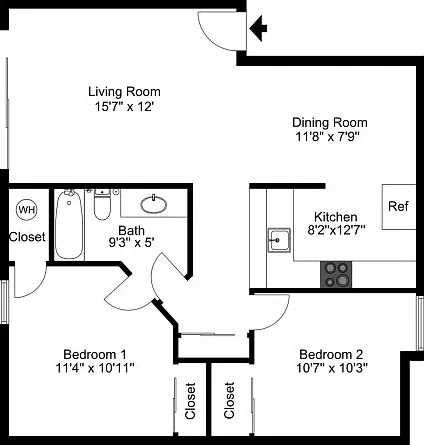 2 bedroom, 1 bathroom 2 bedroom, 1 bathroom