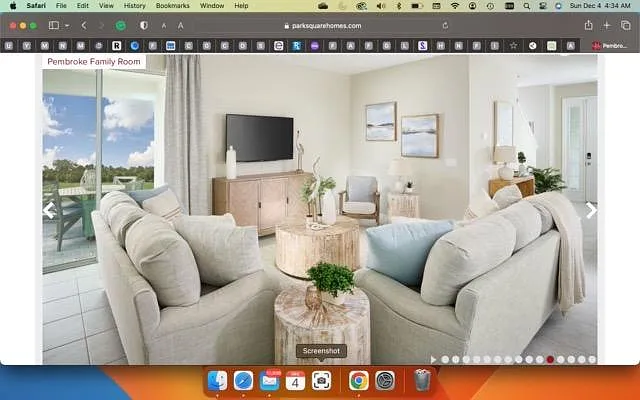 model family room with exit to patio