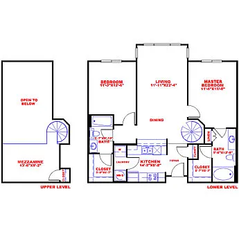 Floor plan Traditional 2x2 1141-1246 SF