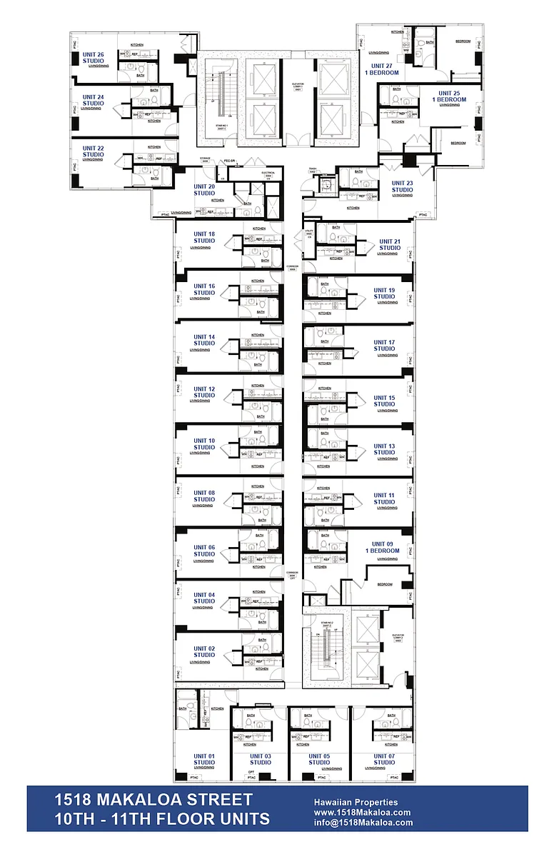Floor plan Studios on th 10th and 11th Floors