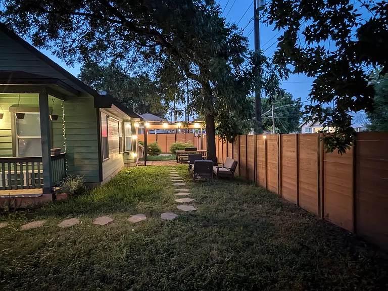 A few shots outside the house at night