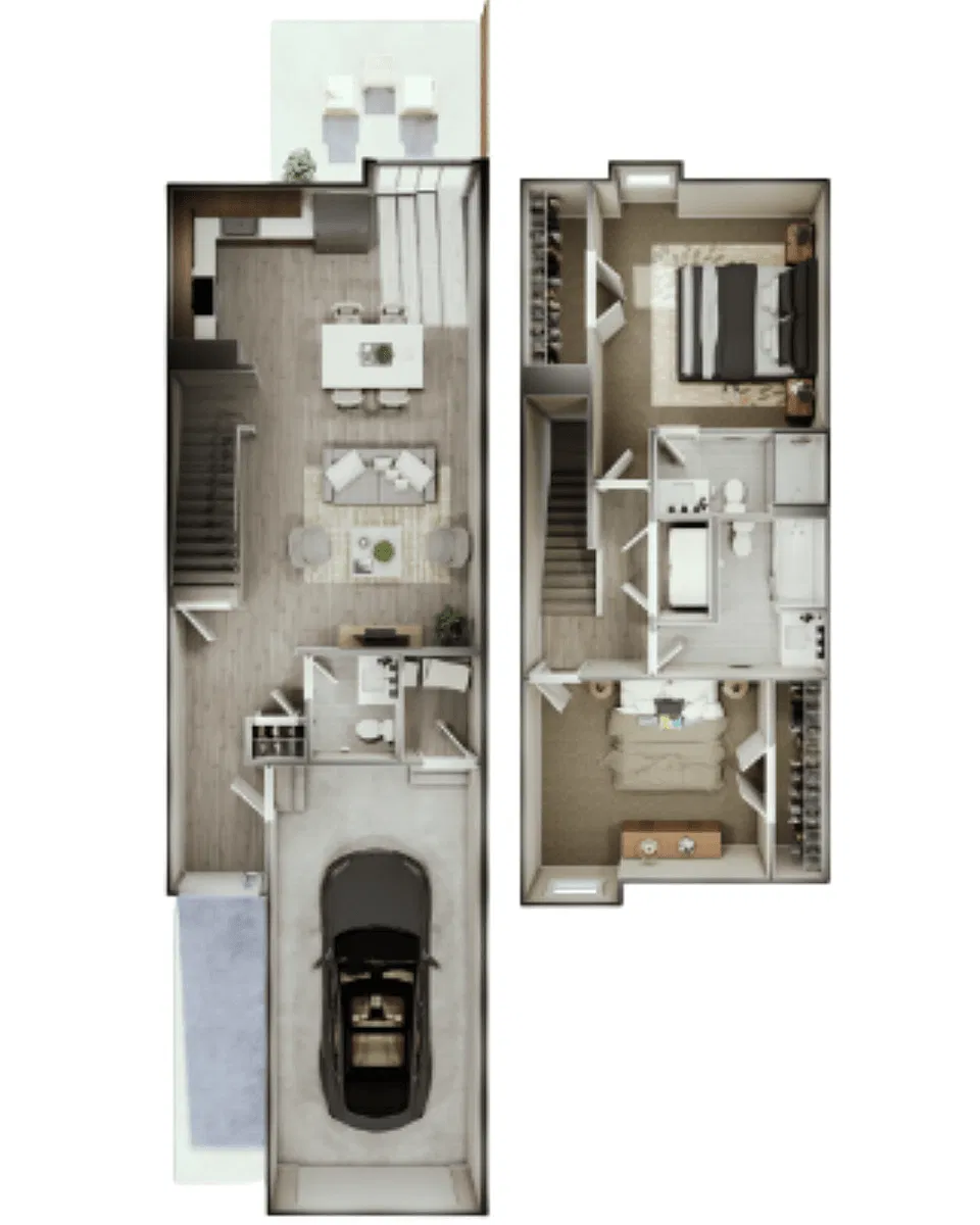 Floor plan 2 Bedroom Townhome