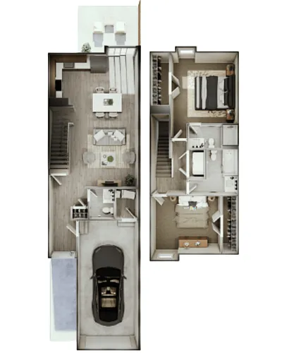 Floor plan 2 Bedroom Townhome