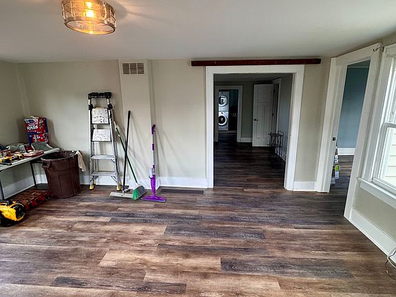 Living room photo taken after new flooring installedin April, 2025.