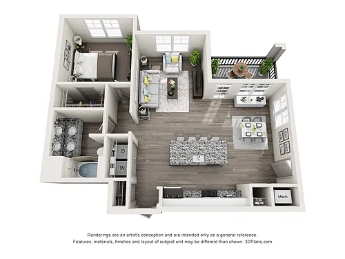 Floor plan A8 - One Bedroom, One Bathroom