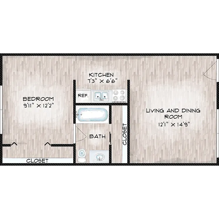 Floor plan 1 Bed 1 Bath