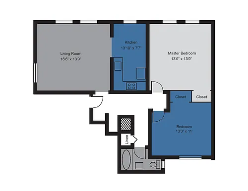 Floor plan The Montgomery - 2BR Deluxe