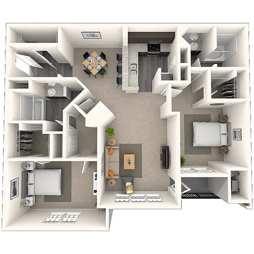 Floor plan Traditional 2x2 1167-1524 SF