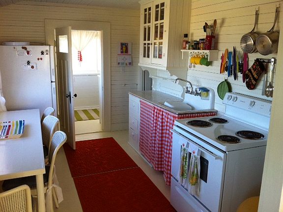 kitchen and eating area
