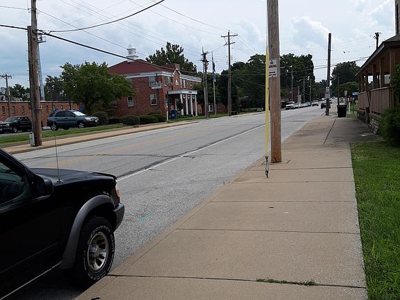 Overland city hall just a half a block awa.