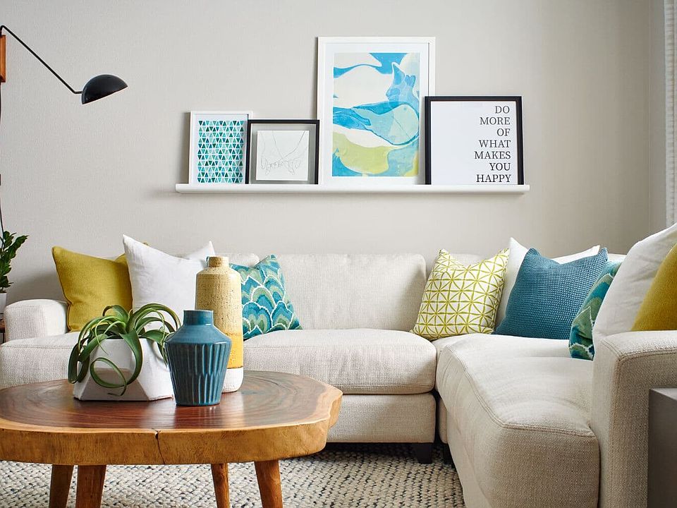 Styled living room in Residence 1 at Indigo at Canvas Park