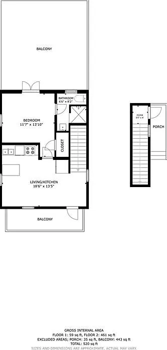 1 bed, 1.0 bath, 520 sqft, $1,975 — Photo 2
