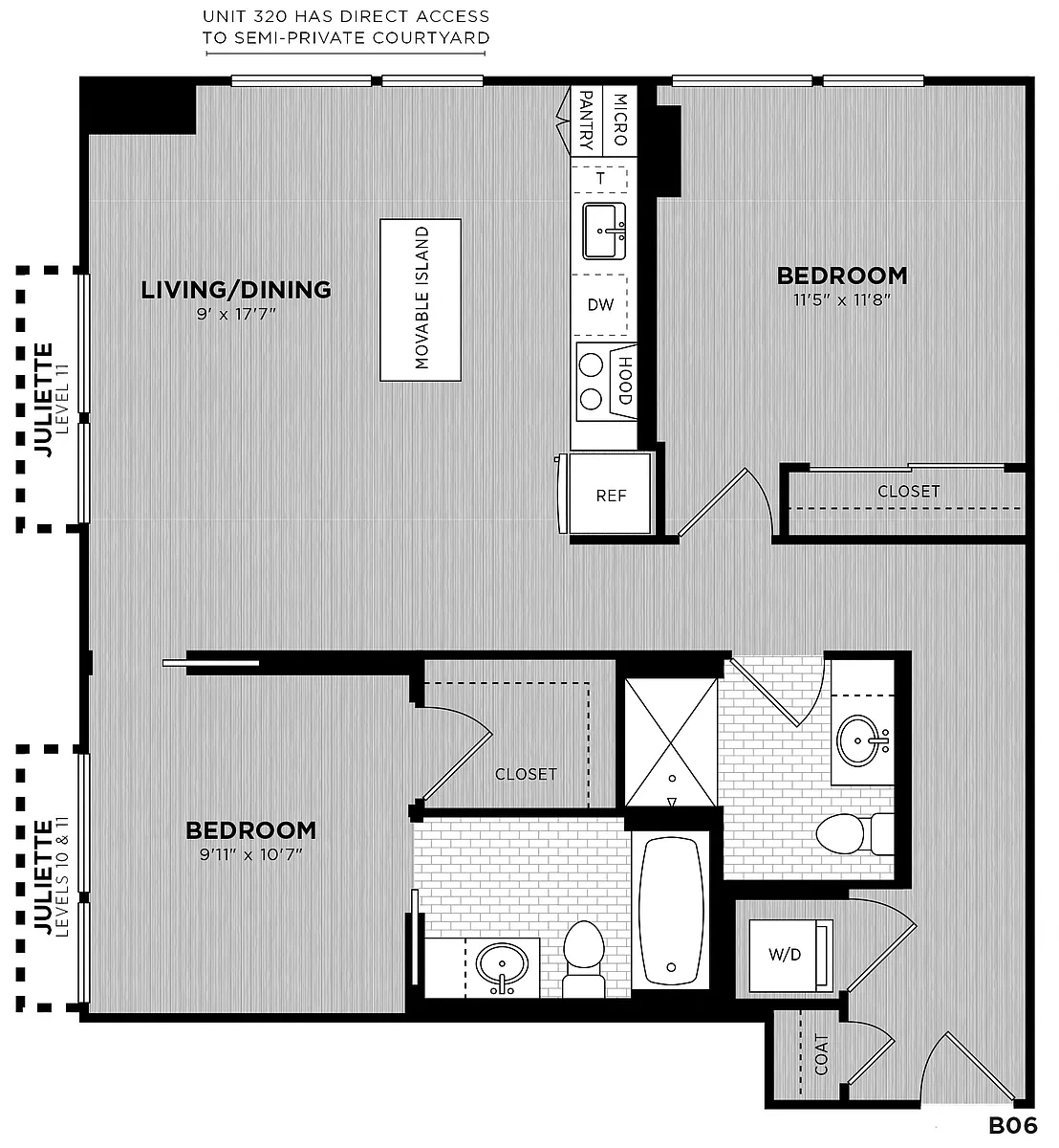 Floor plan 2 Bed - 2 Bath | Colameco B06