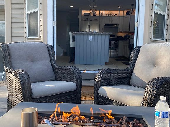 Mornings on the patio from the deck looking into the double doors that lead to the kitchen.