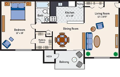 Floor plan 1 Bedroom 1 Bath
