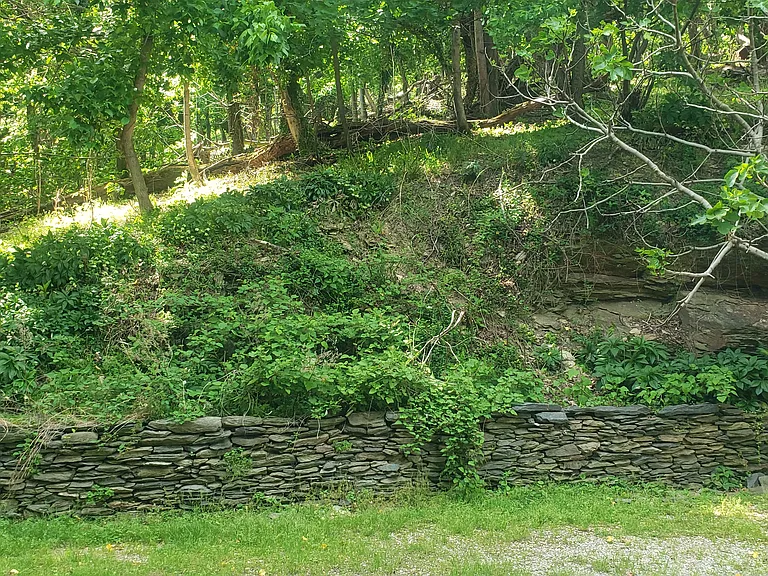 Driveway retaining wall.
