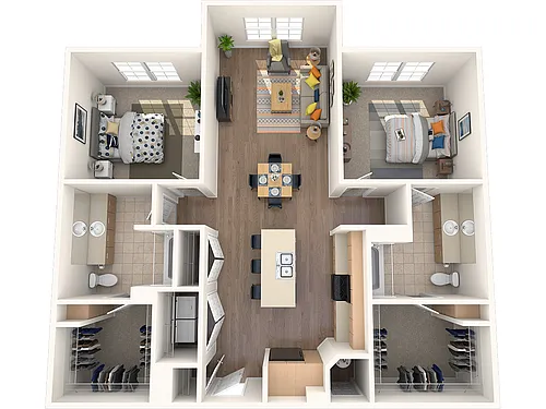 Floor plan 2 Bed, 2 Bath