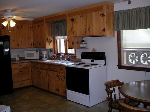 Pine cabinets in kitchen
