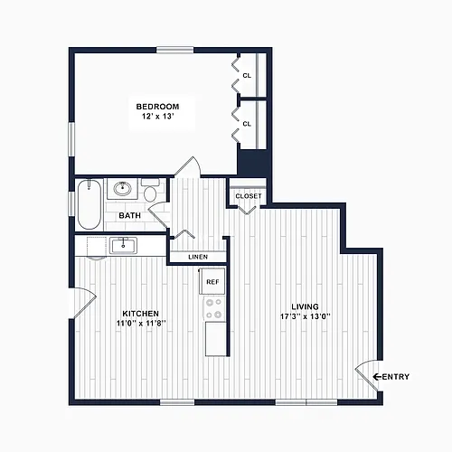 Floor plan 1 Bedroom 1 Bath