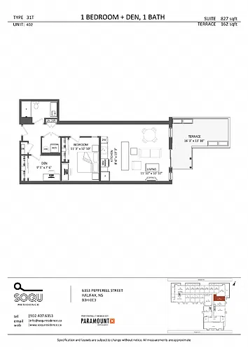 Floor plan 1 Bedroom + Den | 1 Bath 1 Bed 1 Bath