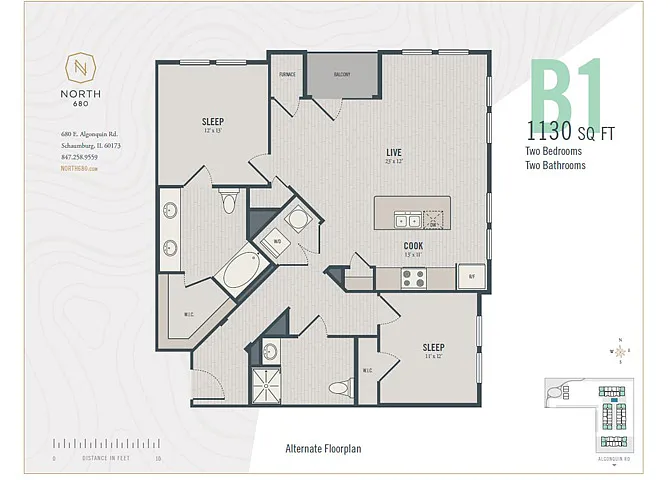Floor plan B1 - Two Bedroom