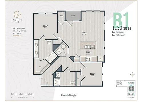 Floor plan B1 - Two Bedroom