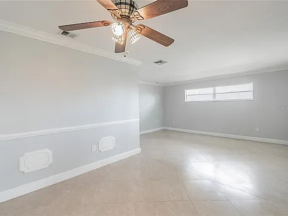 Dining room with step down to living room