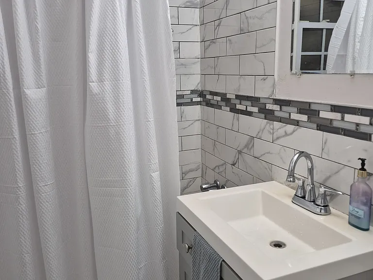 Large walking bathroom with shower