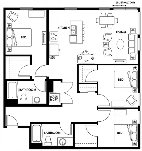 Floor plan C1 Three Bed
