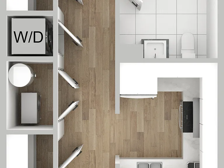 Explore the stylish layout of this chic urban loft, featuring contemporary design elements. Explore the stylish layout of this chic urban loft, featuring contemporary design elements.
