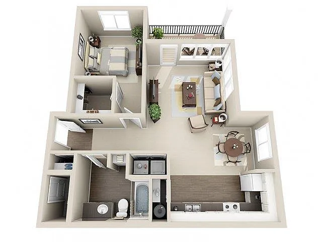 Floor plan One Bedroom One Bathroom 787 sf
