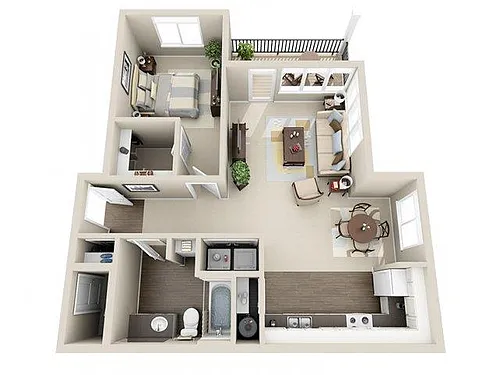 Floor plan One Bedroom One Bathroom 787 sf