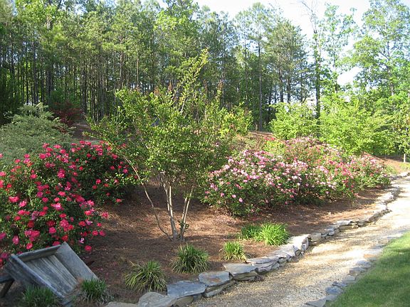 Yard is beautifully landscaped