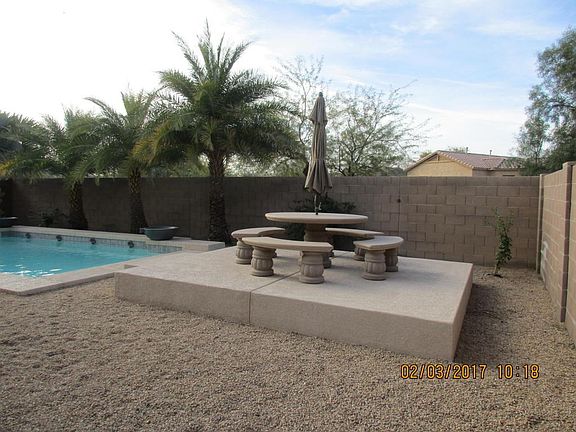 Raised deck and concrete table