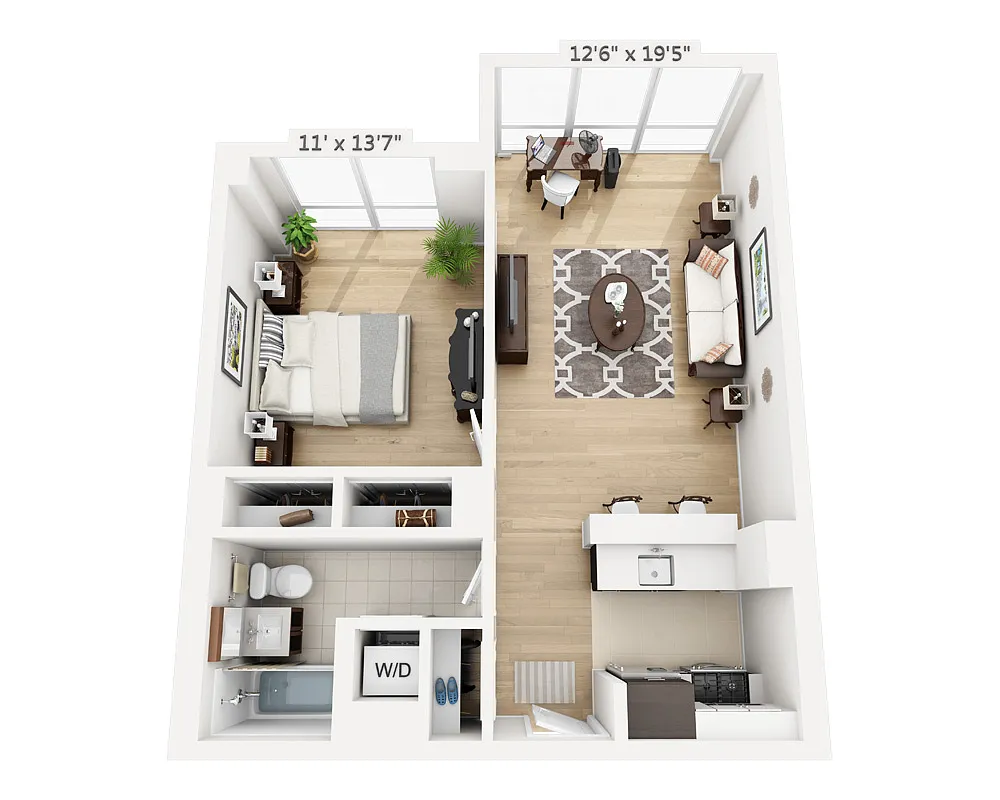 Floor plan One Bedroom (A1D-795)