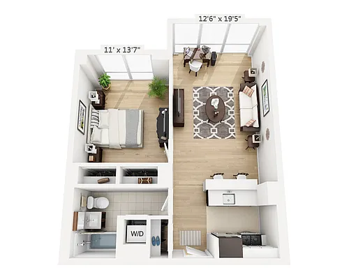 Floor plan One Bedroom (A1D-795)