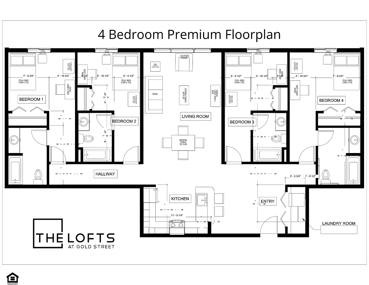 Floor plan Premium - Private Bedroom in a shared 4 bed 4 bath