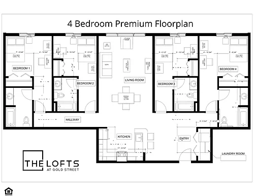 Floor plan Premium - Private Bedroom in a shared 4 bed 4 bath