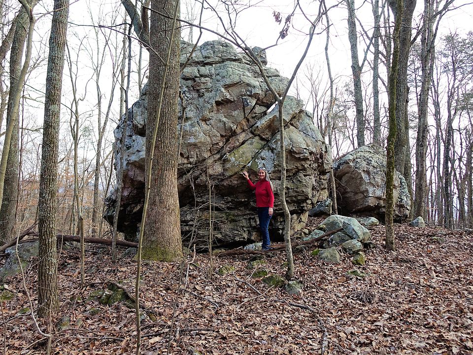 Boulder in center of prop.